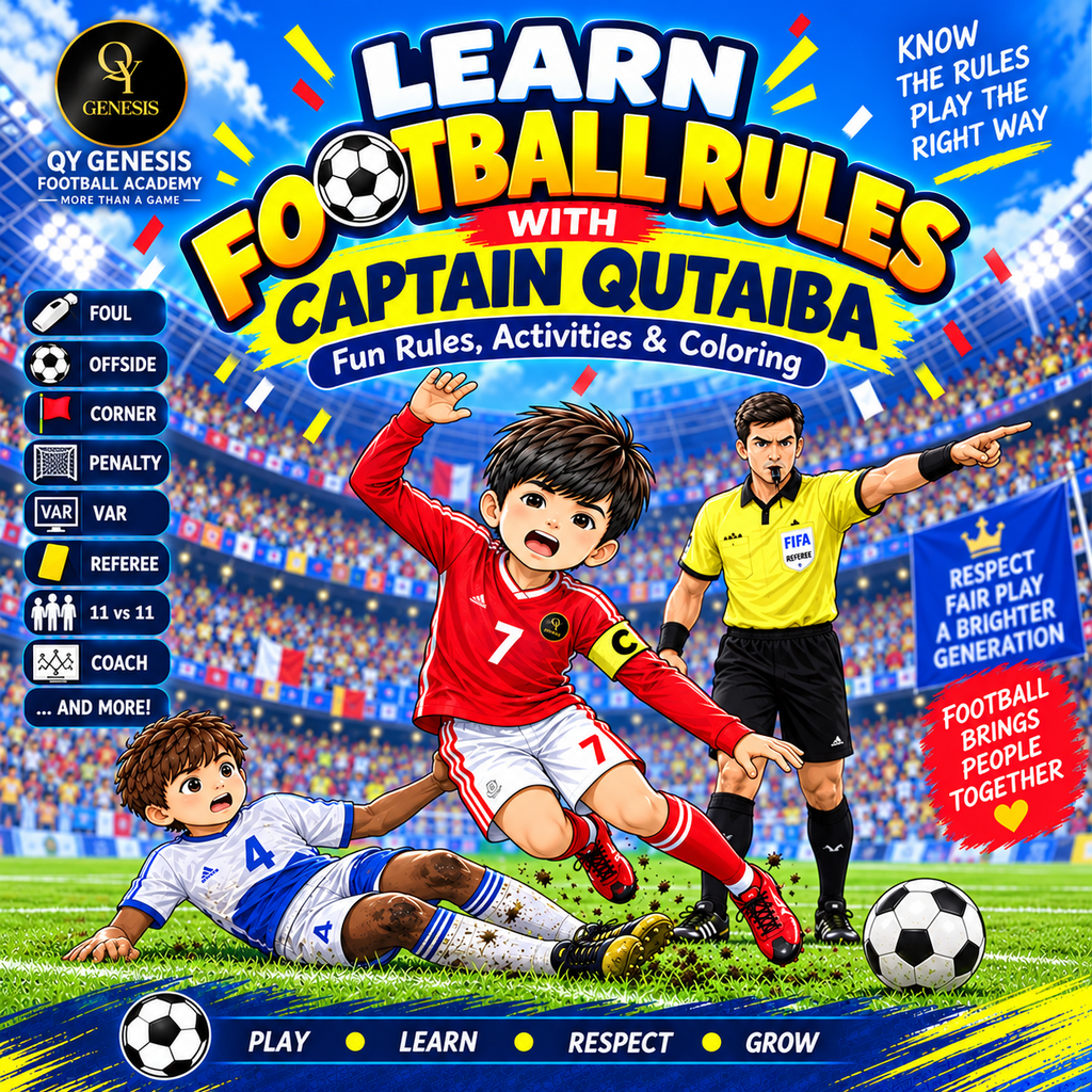 Learn Football/Soccer Rules with Captain Qutaiba | 2-in-1 Printable Learning & Coloring E-Book for Kids