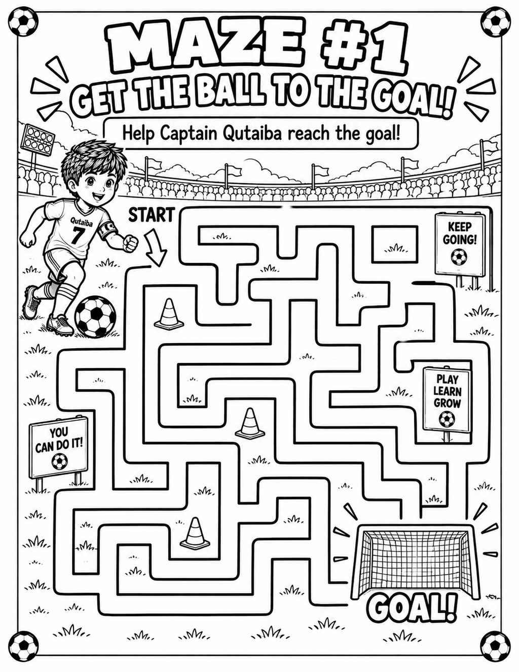 Learn Football/Soccer Terms with Captain Qutaiba – Printable Coloring & Activity Book for Kids (PDF)