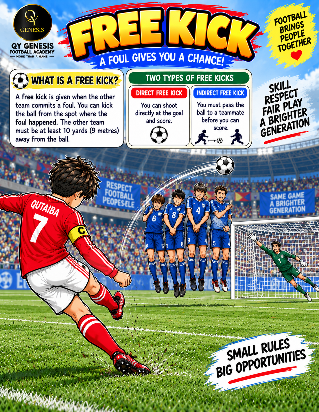 Learn Football/Soccer Rules with Captain Qutaiba | 2-in-1 Printable Learning & Coloring E-Book for Kids