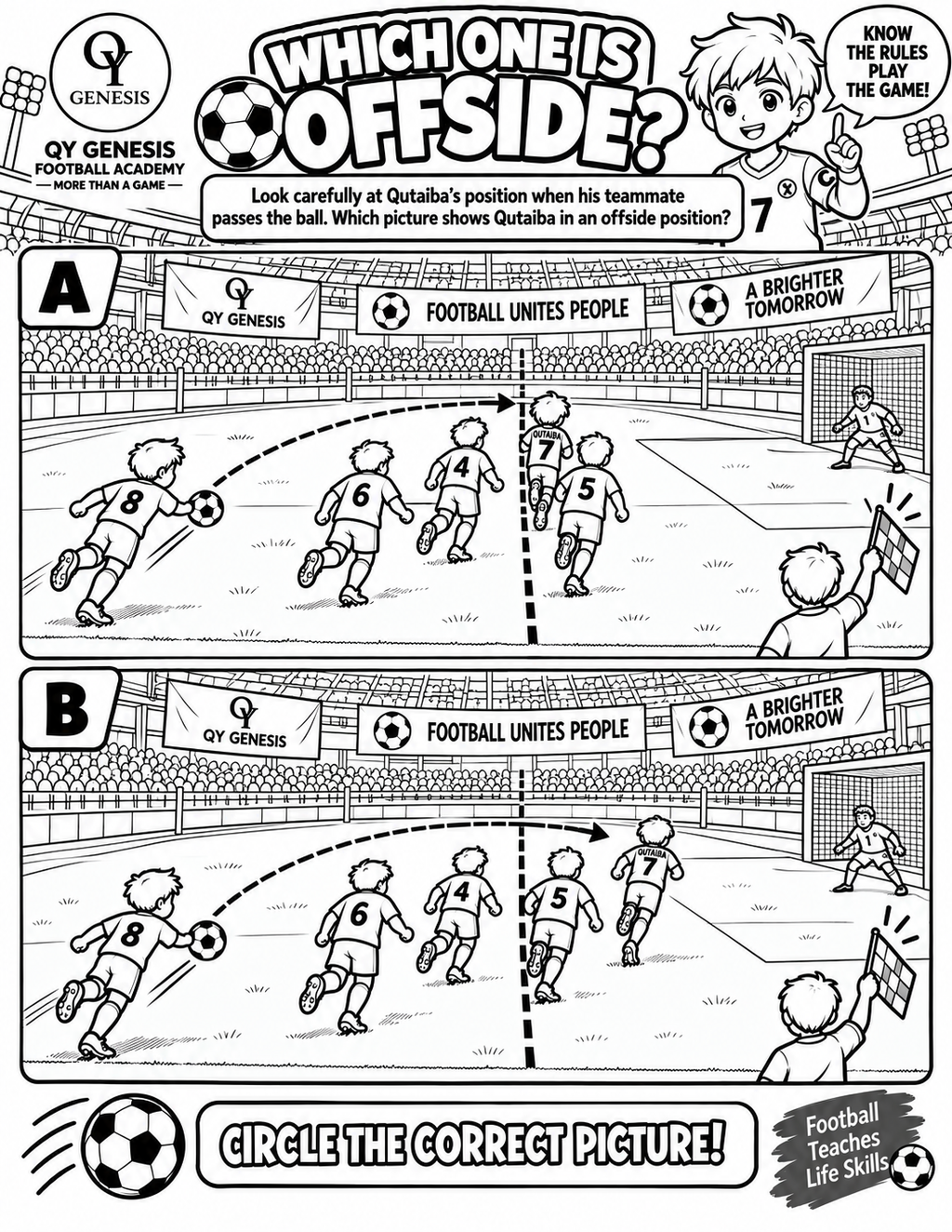 Learn Football/Soccer Rules with Captain Qutaiba | 2-in-1 Printable Learning & Coloring E-Book for Kids