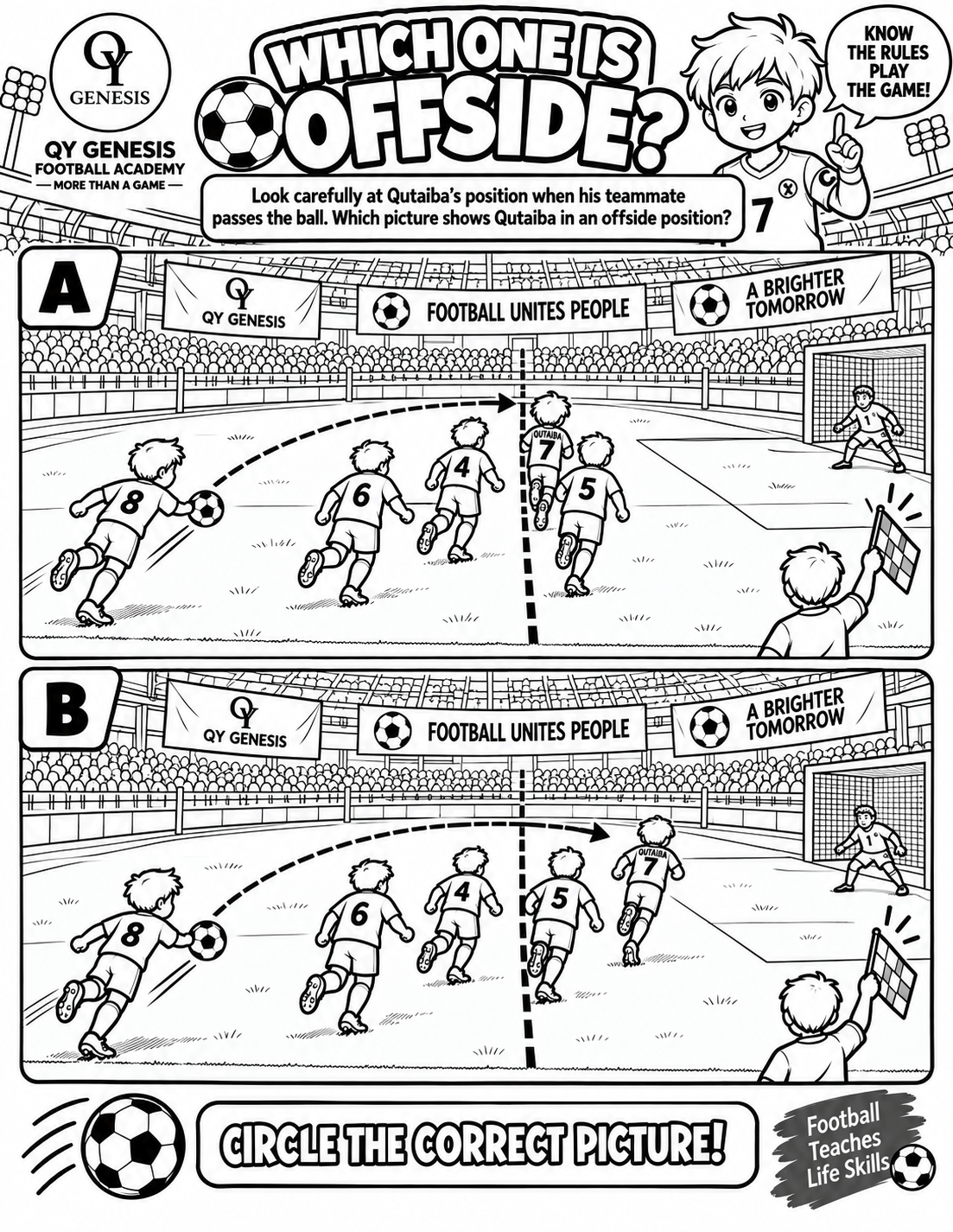 Learn Football/Soccer Rules with Captain Qutaiba | 2-in-1 Printable Learning & Coloring E-Book for Kids