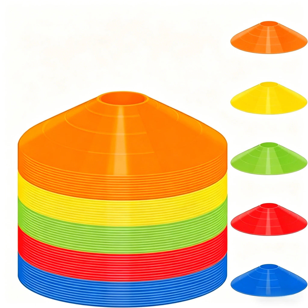 50-Pack Pro Football Agility Disc Cones – Soccer Training Markers