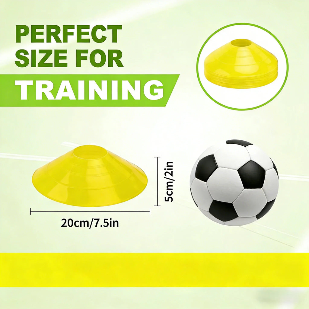 50-Pack Pro Football Agility Disc Cones – Soccer Training Markers